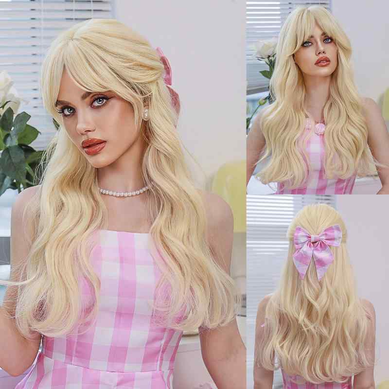 ウィッグ レディース コスプレ ハロウィン 高品質 耐熱ファイバー フルウィッグ ロング巻き髪 金髪 ゴールド アッシュ カラー イベント パーティー