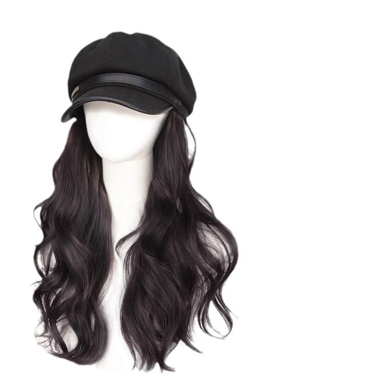 帽子 レディース 婦人用 ベレー帽 大波巻き髪 フルウィッグ 付け毛 ヘアスタイル イメチェン おしゃれ かわいい 秋冬