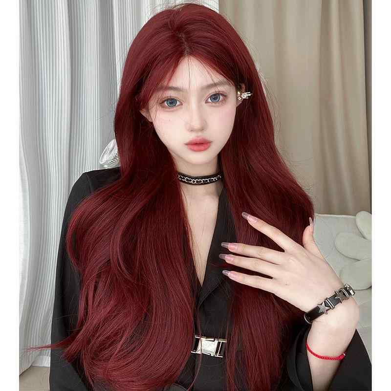ウィッグ レディース ラズベリーレッド 大波 ロング カール ファッション 小顔 Lolita フルウィッグ ヘアネット ヘアクリップ コーム スタンド ケア用品