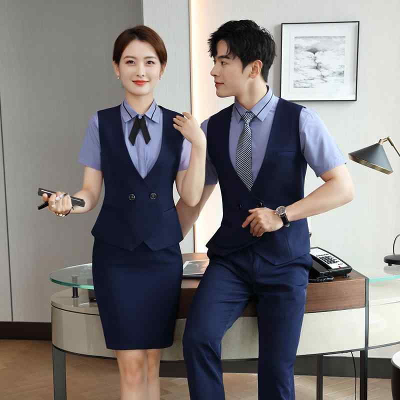 ベスト レディース メンズ ビジネス 面接 フォーマル ホテル フロント 受付 制服 仕事着 女性用 男性用 黒 紺 ワインレッド S M L XL 2XL 3XL 4XL