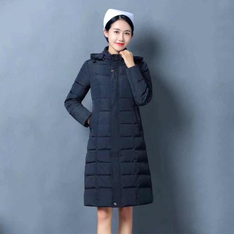 白衣 白衣の天使服 レディース 防寒着 ホスピタル仕え奉る アウター 差し固める員 小夜やり方 前掛け 中綿入り口・入口 ロング丈 上衣 赤 青 さくら色系 S M L XL XXL XXXL