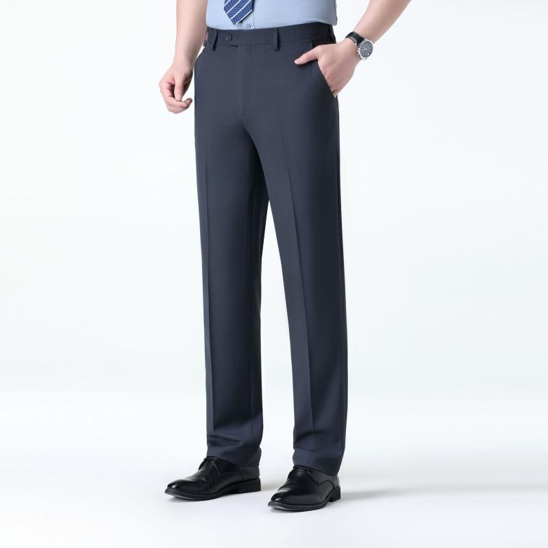 パンツ 男性用 桑蚕糸 リネン混紡 スラックス フォーマル ビジネスカジュアル ゆったり ストレートパンツ 快適 エグゼクティブ 職業｜Tanzan