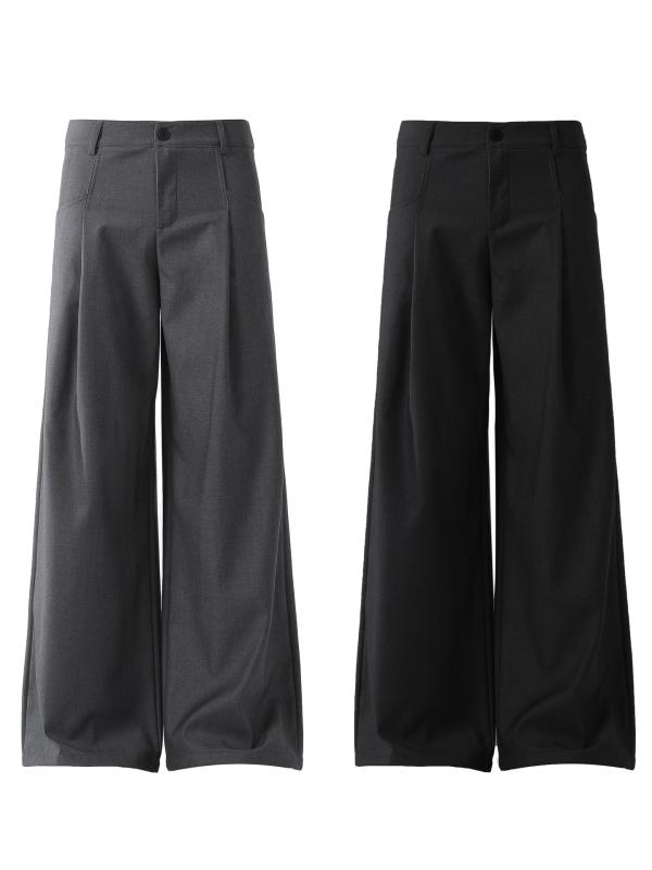パンツ 男性用 ストレートパンツ グレー ズボン スラックス ポリエステル 高腰 ゆったり カジュアル 薄手 伸縮性 ポケット