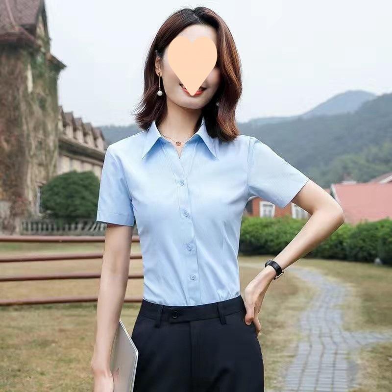 シャツ レディース 半袖 ブラウス オフィス カジュアル トップス ポリエステル 仕事着 制服 スーツ インナー フォーマル 無地 通勤着 普段使い OL 学生 スクエアネック Vネック 白 黒 青 ピンク系 4,225円