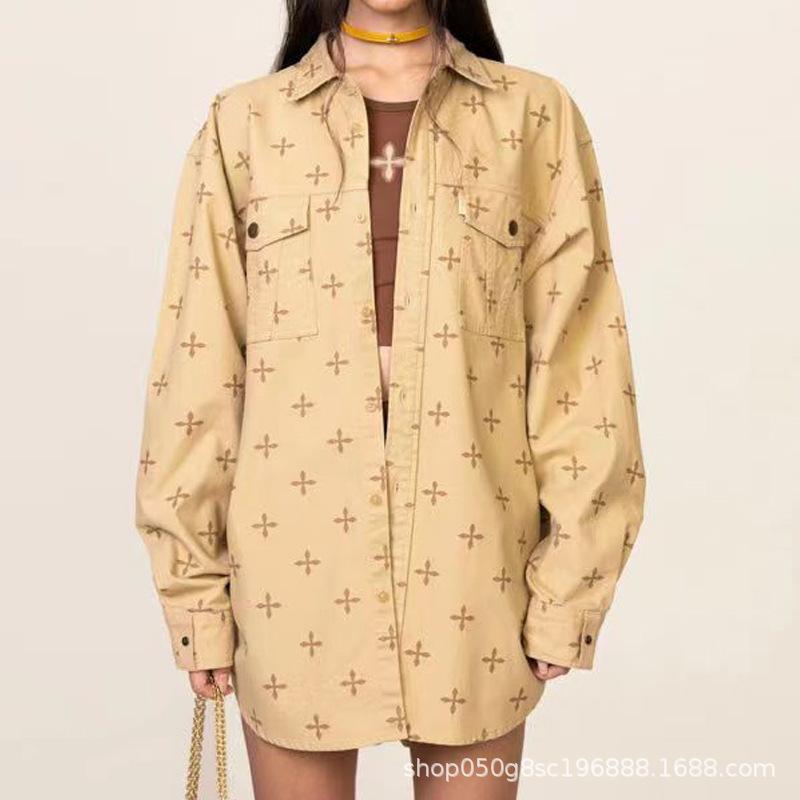 シャツ レディース ガーデン柄 コットン 長袖 ブラウス ゆったり 学院風 レトロ かわいい 普段使い