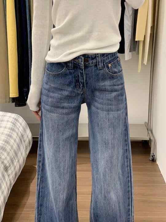 デニム レディース 高腰 ワイドレッグ ジーンズ ストレート ゆったり ジーパン パンツ ブルージーンズ S M L XL 2XL 水洗い加工