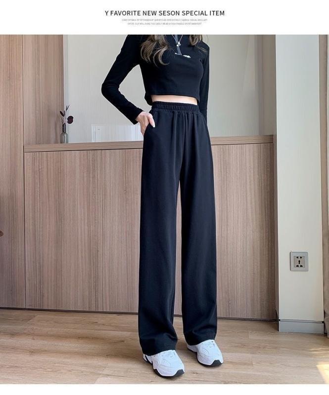 パンツ レディース 秋冬 綿 ワイドレッグパンツ ゆったり ハイウエスト ストレート 運動着 部屋着 カジュアル 大きいサイズ グレー ブラック