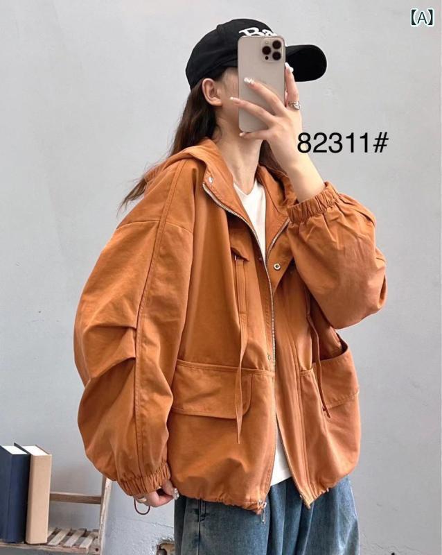 上衣 レディース 長袖 細工物上衣 細工物ジレー 心地よい 連帽 ボンネット付き添い人 絵図面 ゆったり 体型取りまかなう 羽織り トップス アウター 衣嚢付き添い人 綿 無地 正規陸軍 ミリタリー 黒いこと カーキ ベージュ