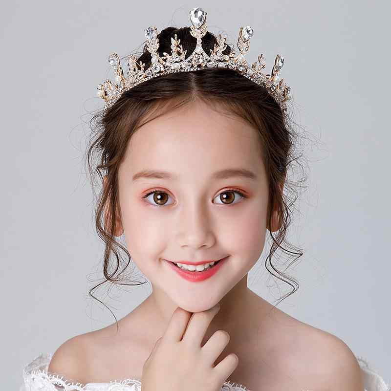 ヘアアクセサリー キッズ 女の子 ティアラ 王冠 水晶 カチューシャ ゴールド シルバー エルサ風 プリンセス お誕生日 結婚式 発表会 舞台用 合金 電気メッキ加工 かわいい