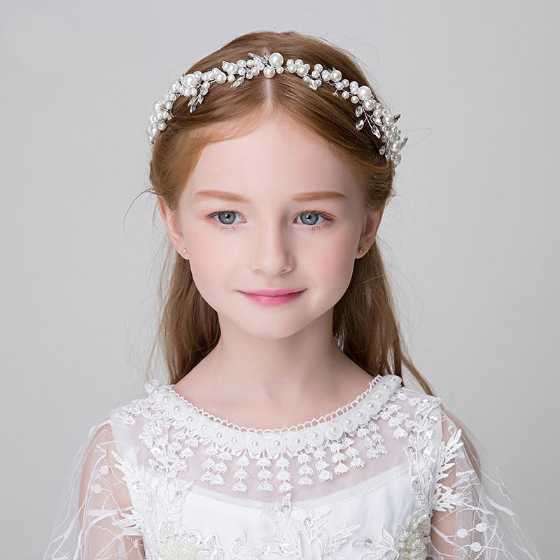 子供用ヘアアクセサリー 女の子 プリンセス ヘアクリップ カチューシャ かわいい 発表会 フォーマル 花飾り ガールズ ヘッドバンド 髪飾り シルバー 水晶 パール 花 3歳 4歳 5歳 6歳 7歳 8歳 9歳 10歳