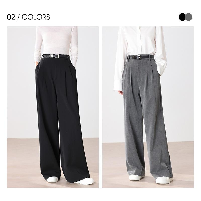 パンツ レディース ワイドパンツ ハイウエスト スタイルアップ 無地 遠赤外線 あったか 秋冬 ポリエステル アラサー アラフォー ブラック グレー