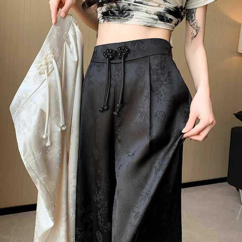 パンツ レディース ワイドパンツ ポリエステル 高見え 美脚 春夏 きれいめ オフィス カジュアル ゆったり 杏色 黒