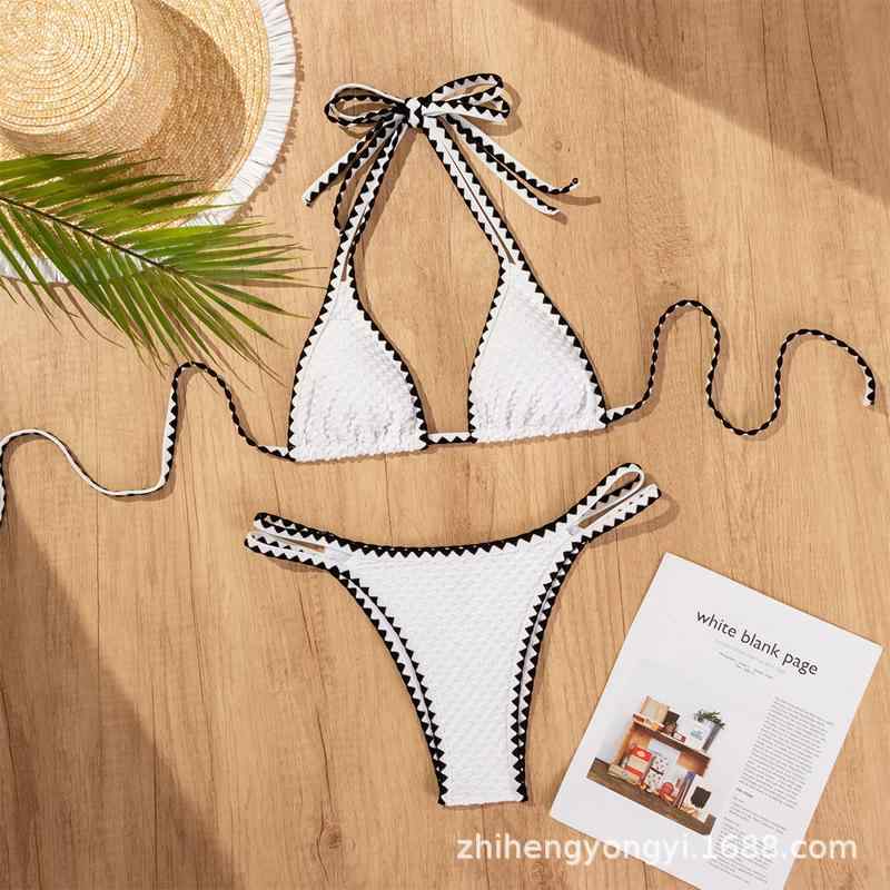 水着 レディース ビキニ セパレート 白色 ニット 欧米風 高品質 無地 背中開き セクシー スイムウェア ビーチ 海水浴 プール 旅行 温泉