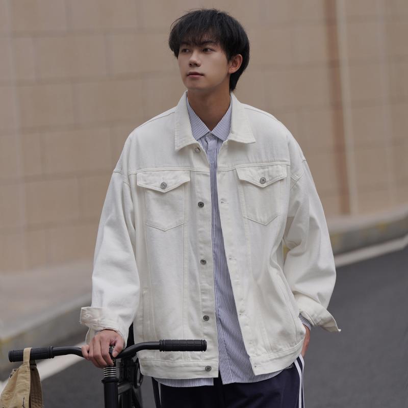 ジャケット メンズ Gジャン デニムジャケット ゆったり ワークジャケット 日系 CITYBOY カジュアル ブラック ホワイト 春秋
