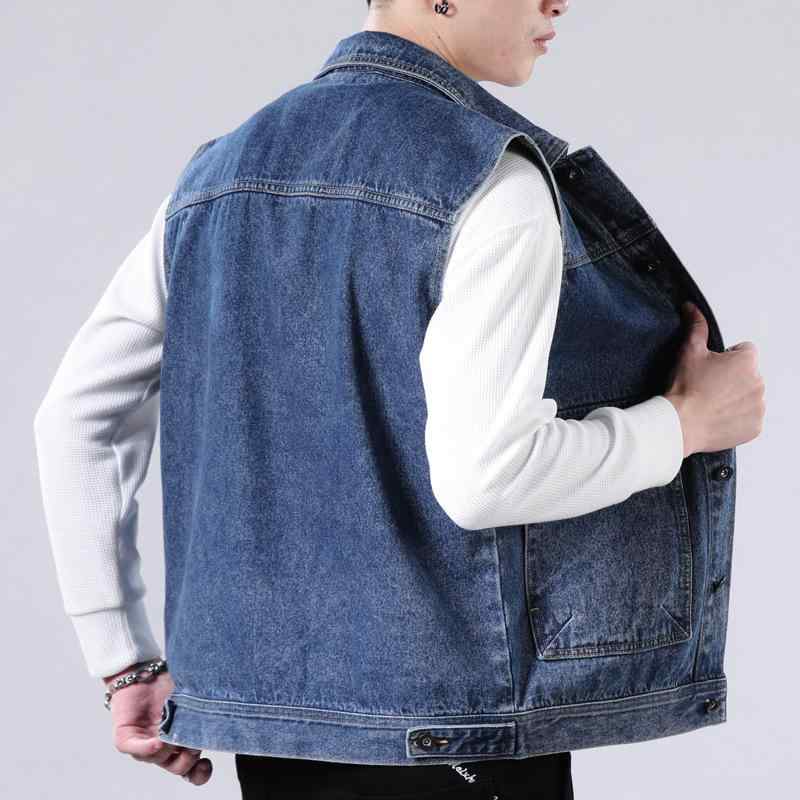 ジーンズ上衣 成人男性用 年月 やり方着 上衣 立襟 綿織物 黒いこと系 青色 M L XL 2XL 3XL 4XL 5XL 耐摩耗性 多衣嚢