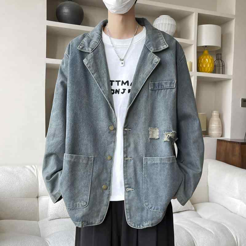 ジャケット メンズ デニムジャケット 春秋物 カジュアル Gジャン ゆったり 接触冷感 普段使い ブルー系