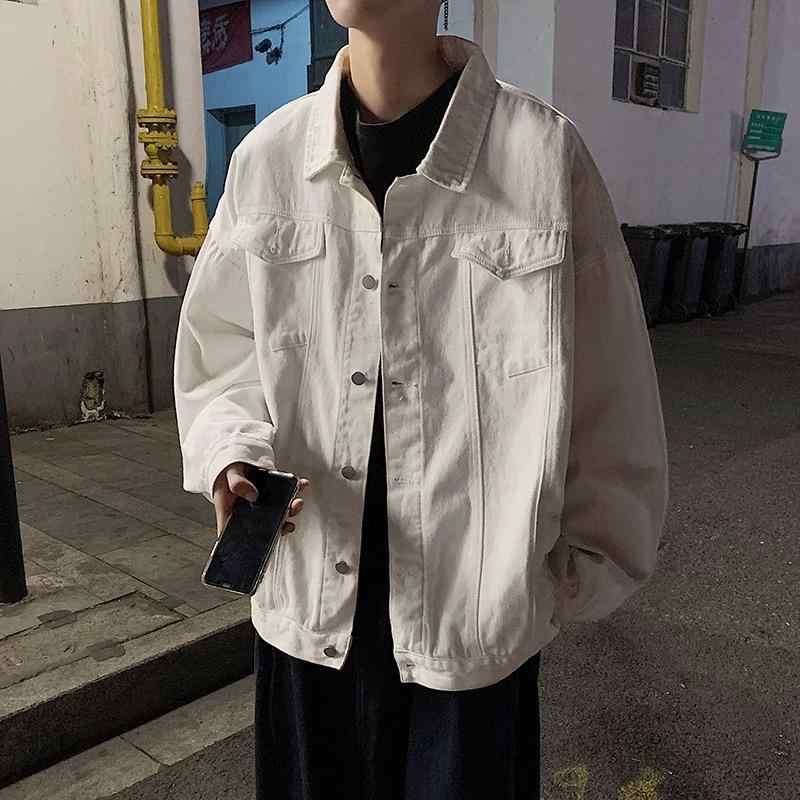 ジャケット メンズ デニム 春秋 韓国風 ゆったり ビッグシルエット レトロ ワークウェア ブルゾン トップス ホワイト ブラック デニムジャケット