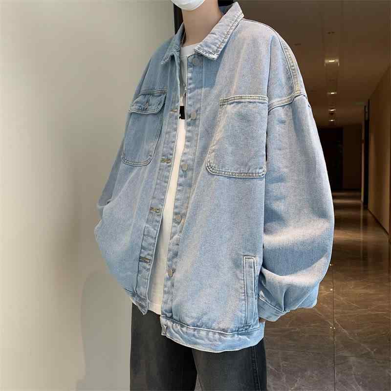 ジャケット 男性用 デニム Gジャン ブルゾン 春秋物 ワークスタイル 襟付き 長袖 コットン ゆったり ブラック ブルー