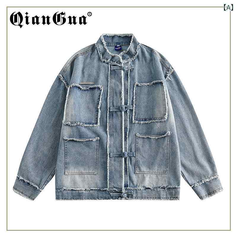 上衣 成人男性用 ジーンズ上衣 Gジャン 上衣 不都合製作 ゆったり 濫りがわしい 当たること冷感 普段使い走り ウォッシュ製作 烏兎 青み系