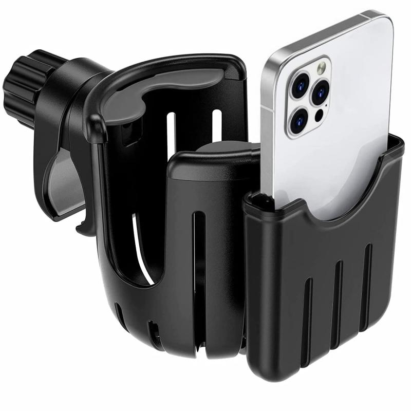 JLBLNHW ベビーカー ドリンクホルダー 自転車 カップホルダー ベビーシート【携帯電話収納 取付簡単 360度回転】画像