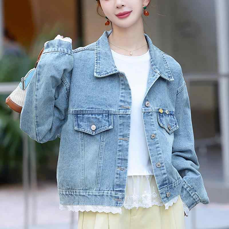 デニムジャケット レディース デニム ジャケット ショート丈 韓国 ファッション 春秋 おしゃれ かわいい カジュアル アウター トップス 綿 襟付き 長袖 無地 ゆったり 7,878円