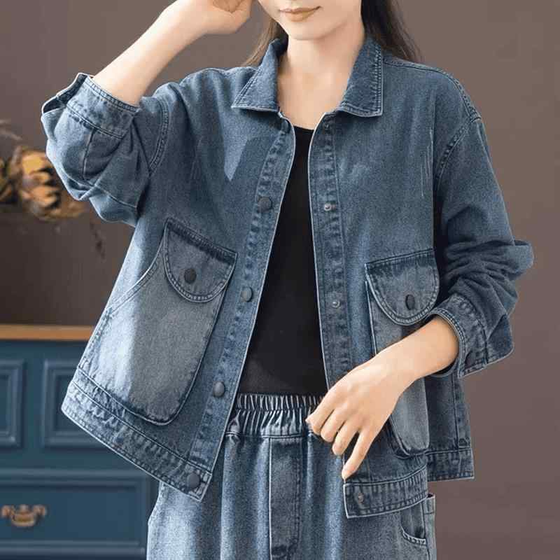 ジャケット レディース デニム ウォッシュ加工 ゆったり アウター Gジャン 婦人服 体型カバー カジュアル スプリングコート 通勤