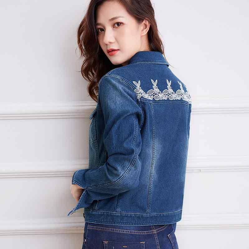 上衣 レディース ジーンズ上衣 Gジャン 遊撃手丈 長袖 花柄 刺しゅう か細い きつい 成人女性服 アウター トップス 綿織物 当たること冷感 インディゴ