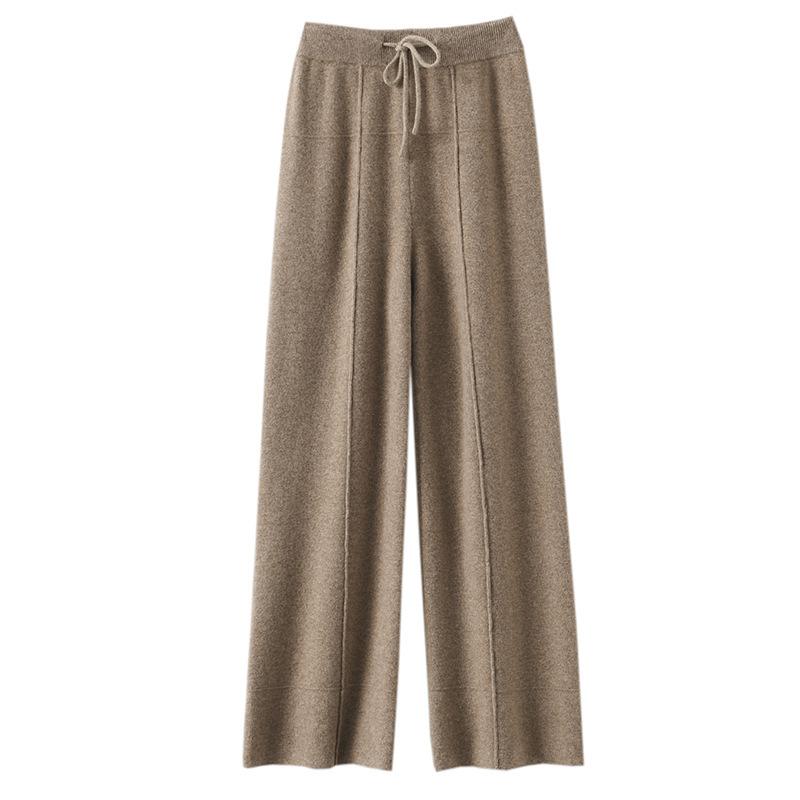 パンツ レディース オーストラリア産ウール ワイドレッグパンツ 高腰 厚手 提花 紫 紺 黒 白 モカ S M L XL XXL XXXL エレガント 通勤