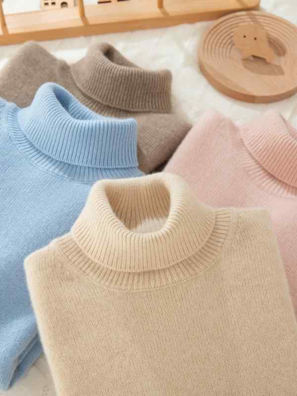 編み物 赤ちゃん服 男女兼用 ハイネック スウェーター 羊毛 カシミール100% 朦々たる 無地 トップス 肌付き 秋冬 防寒 可愛らしい ペパーミント緑であること 象牙色 ベージュ 120 130 140 150 160 170
