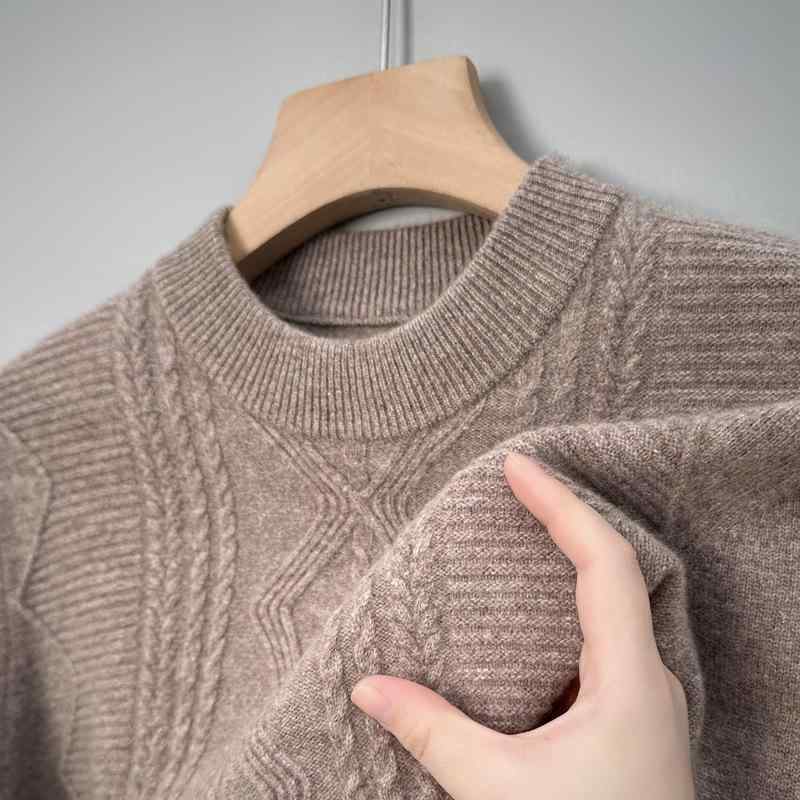 ニット メンズ 男性用 秋冬 ウール100% セーター 厚手 保温 ハーフハイネック プルオーバー トップス きれいめ 上品 ミドル丈 無地 紳士服 ファッション