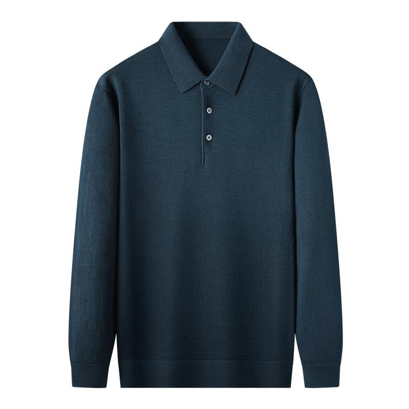 ニット メンズ 男性用 長袖 薄手 ポロシャツ 襟付き ウール トップス 洗える M L XL 2XL 3XL 4XL カジュアル 黒 ブラック 茶色 ブラウン ワインレッド 紺 ネイビー 青 ブルー グレー 秋｜Tanzan