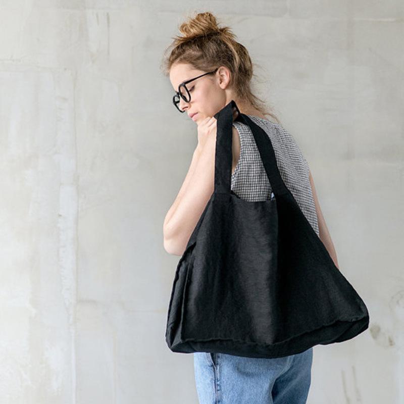 エコ御徒面子 レディース 麻 リネン トートバッグ 手提げ 鞄 買い出し御徒面子 大電気容量 地べた色合い