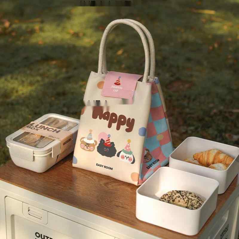 弁当袋 かわいい 保温バッグ ランチバッグ 手提げ 学生 ファッション 便利 外出 お弁当 鞄 キャンバス 収納