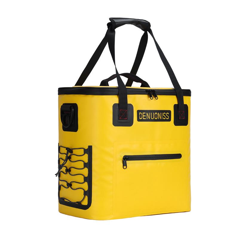 クーラーボックス アウトドア レモンイエロー 28L 注水式 ソフトクーラーバッグ 保冷バッグ 持ち運び 携帯便利 キャンプ BBQ バーベキュー 運動会