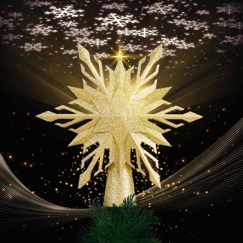 クリスマスツリー トップスター LED プロジェクター 3D 投影 ライト クリスマス デコレーション ゴールド シルバー