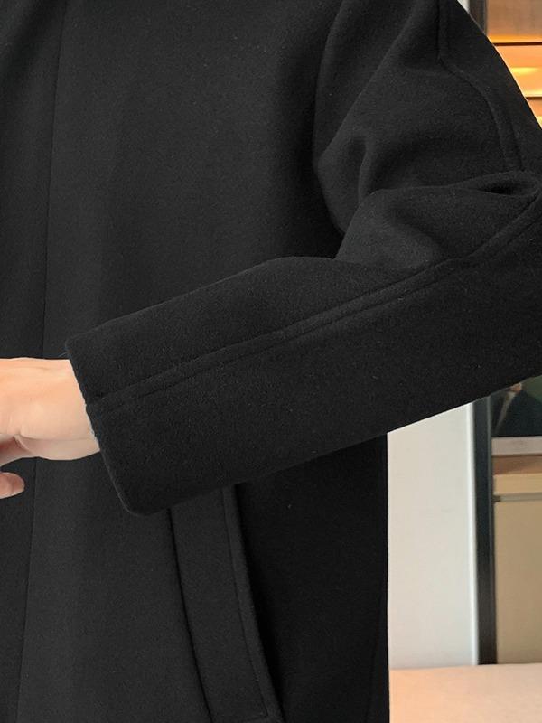 厚地の外套 メンズ 成人男性用 絨毛 朦々たる 真っただ中丈 ゆったり 途轍も無い大いさ 照明ランプ色合い アウター 秋冬 防寒 生あたたかい あったか 心地好い 黒 黒いこと 珈琲色 喫茶店 メンズファッション-コート・ジャケット