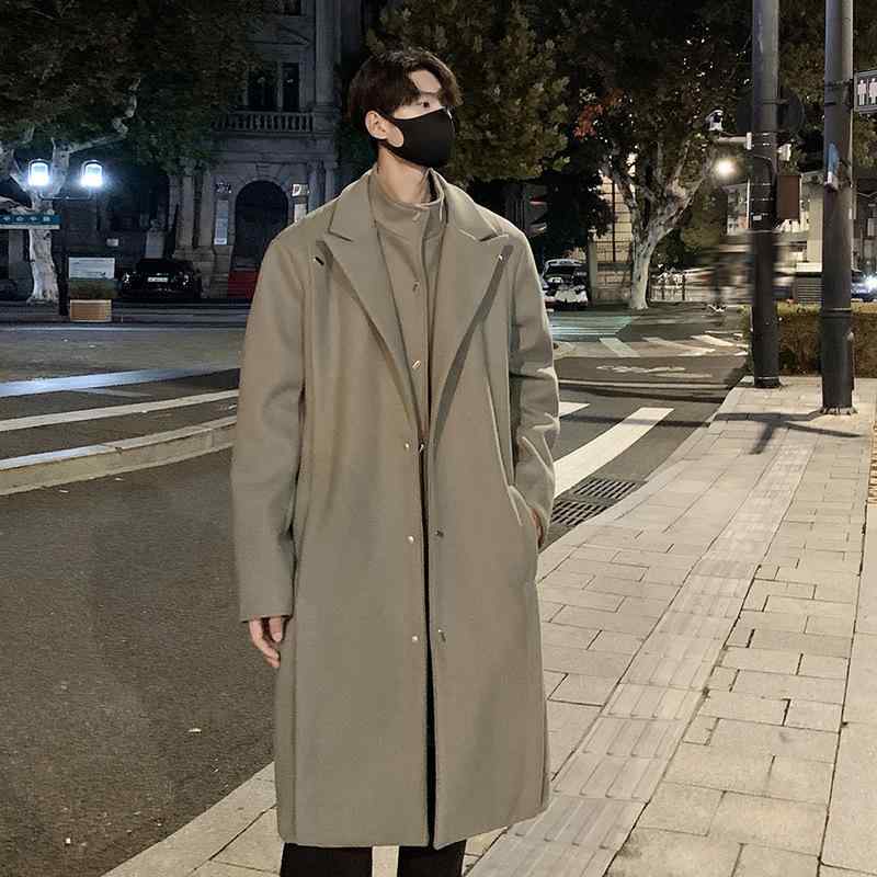 コート メンズ ウール 立襟 ブラック 黒 グリーン 緑 M L XL 2XL 男性用 アウター 中長丈 無地 冬服 普段使い|Tanzan