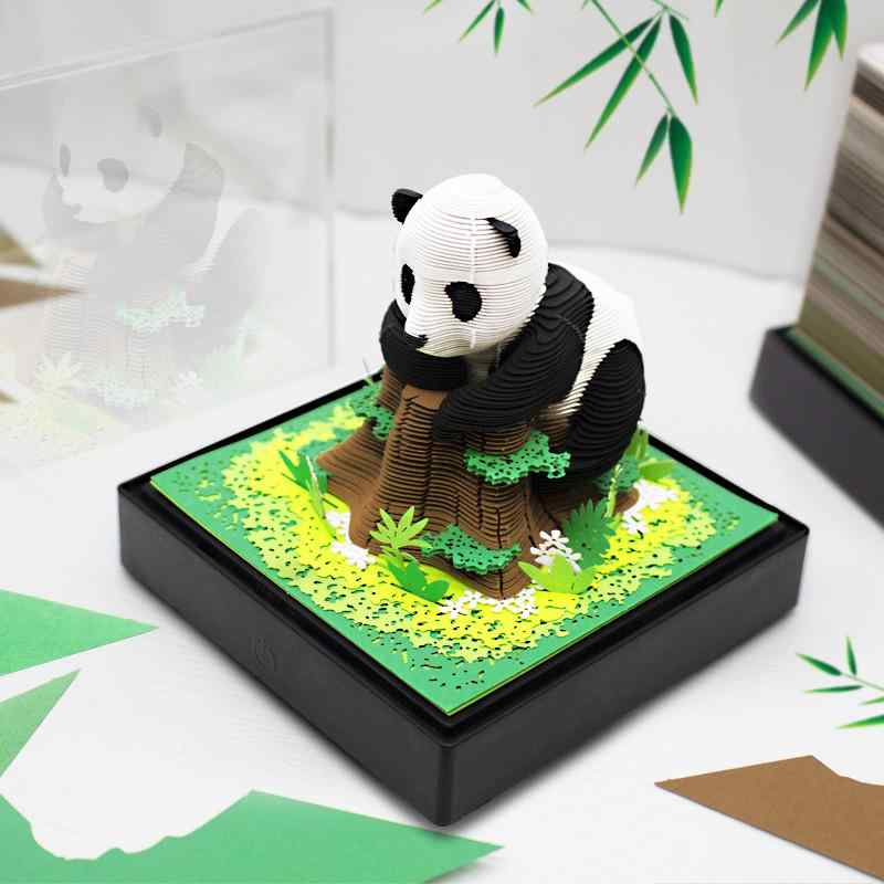 暦 3D 大熊猫 調査報告手工芸品 事務机暦 万覚え帳 執務室 事務備品