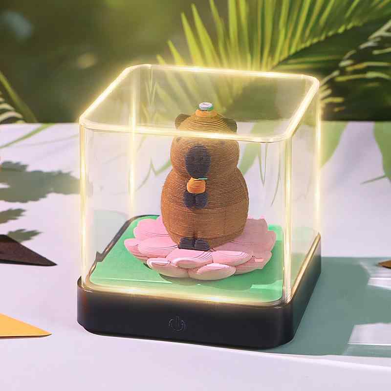 メモ帳 カピバラ 3D 立体 紙彫刻 デスク 卓上 かわいい オブジェ 文具 オフィス用品 ギフト