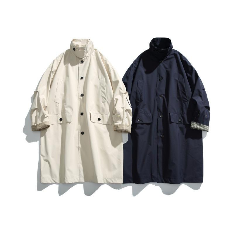 厚地の外套 メンズ 成人男性用 日系 アウター 真っただ中丈 細工物 上衣 兄ちゃん 流行病の発生 無地 濫りがわしい ゆったり 伸び伸びする 心地好い 秋 米白いこと 藏青味
