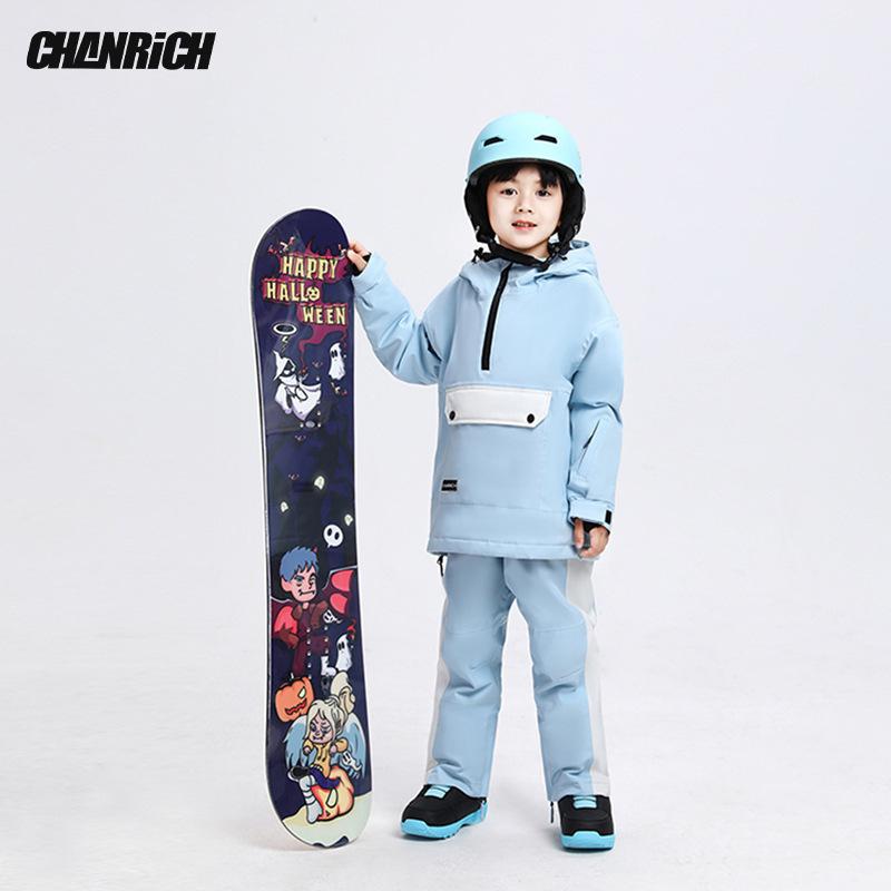 スキーウェア キッズ 男女兼用 子供用 スキー コットン 防水 防風 防寒 桜色 ピンク系 水色 アウトドア