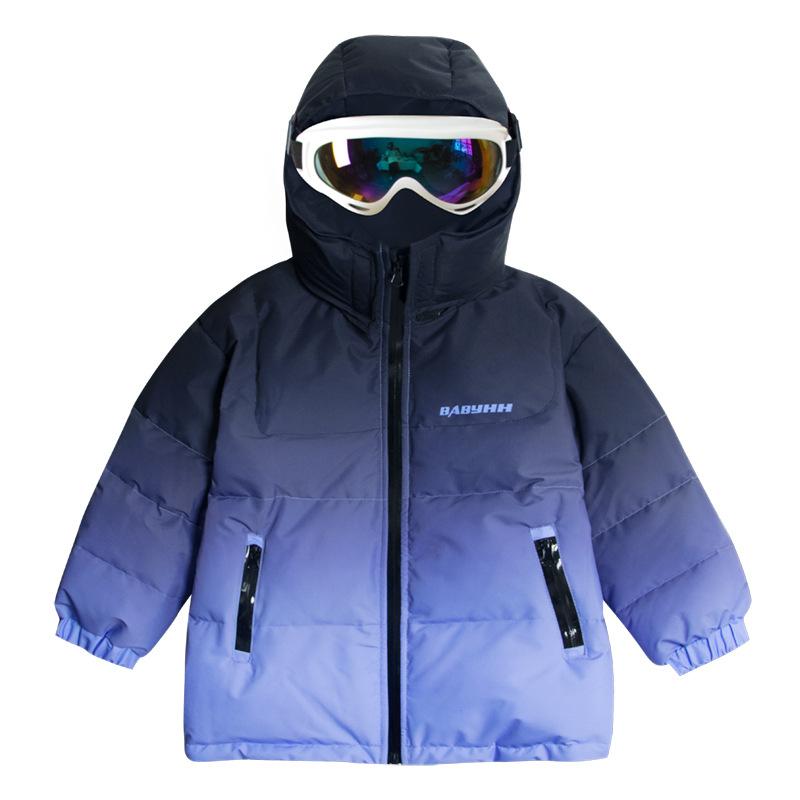 子供用ダウンジャケット 中綿入り アウター ジャケット 子供 冬服 防寒 撥水 フード付き グラデーション 男の子 11,300円