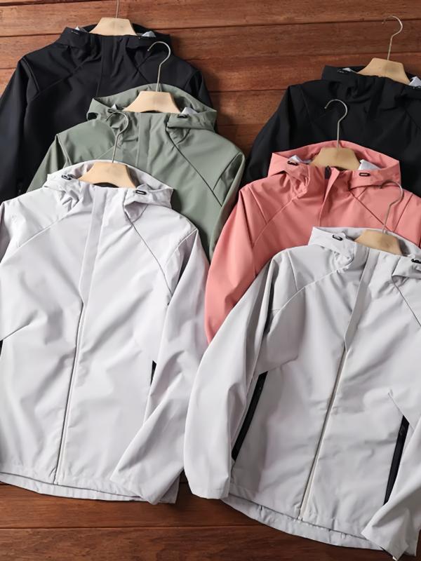 マウンテンパーカー 男女兼用 防風 防水 アウター ジャケット 登山 スキー ウェア アウトドア フード付き ポリエステル 無地 秋冬 米白 黒 ピンク系｜Tanzan