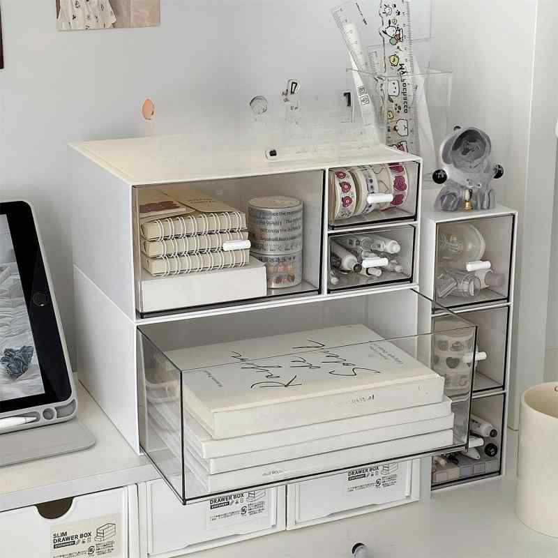 収納ケース デスク収納 学生 文具 化粧品 オフィス 透明 アクリル 卓上収納 多機能 1段 3段