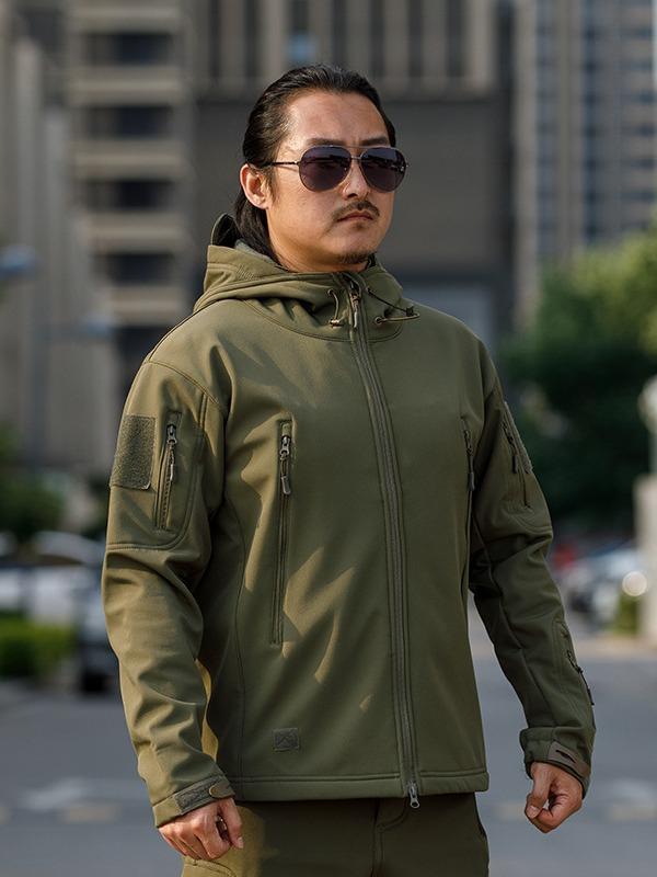 マウンテンパーカー メンズ 防水 防風 迷彩 ジャケット 裏起毛 フリース 登山 秋冬 アウトドアウェア ジャンパー ブルゾン 大きいサイズ 黒 グレー カーキ