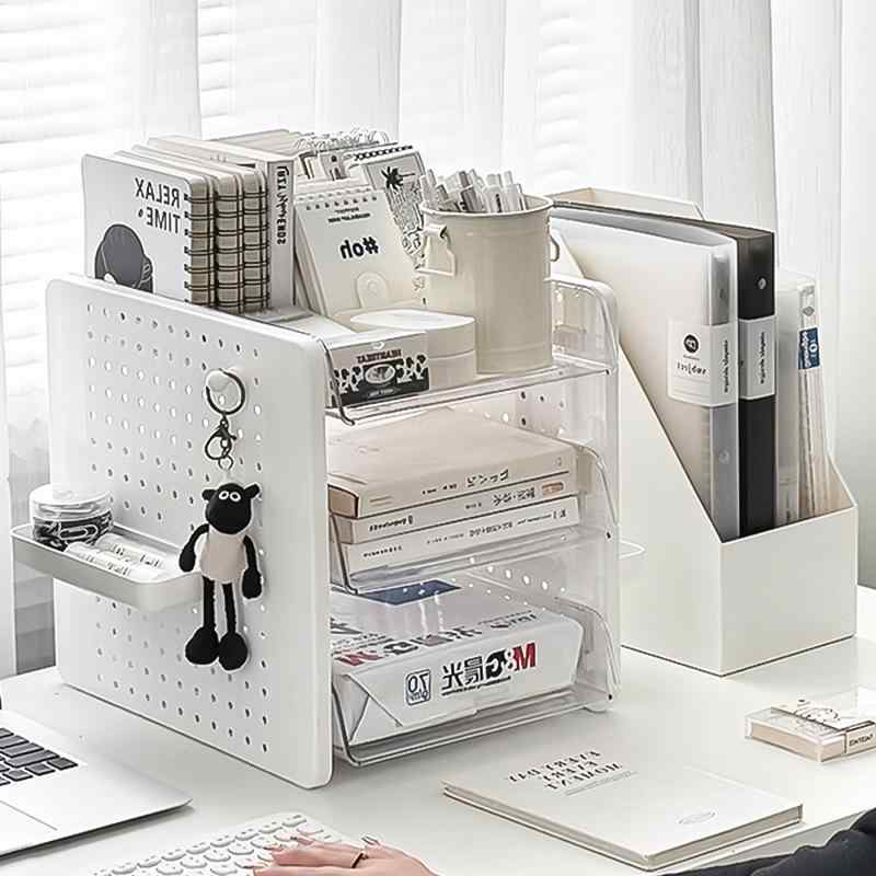 整理保存用具仕合わせ 執務室 事務机納める A4 書きもの 取り片付ける棚 3段 2段 検面調書御盆 書き込み立て 小入れもの 読みもの照明ランプ