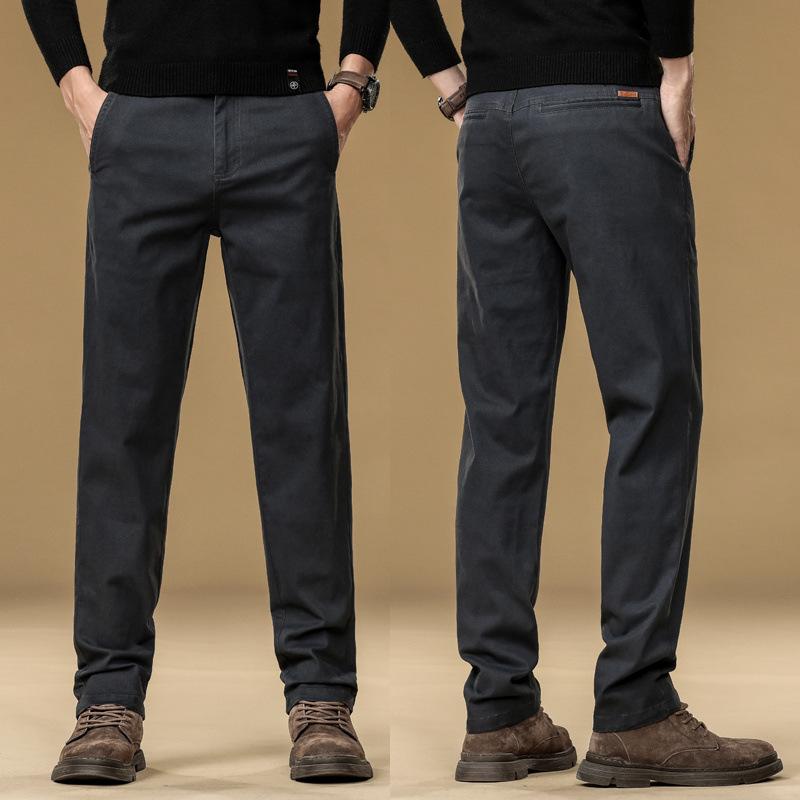 パンツ 男性用 ズボン コットン ビジネス ビジネスカジュアル ゆったり ストレート 薄手 オールシーズン カーキ ダークグレー 大きいサイズ|Tanzan