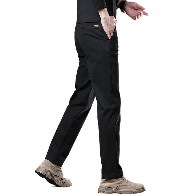 パンツ 男性用 コットン ズボン ビジネス 伸縮性 ストレートパンツ ロングパンツ ブラック カーキ色 グレー 紺色
