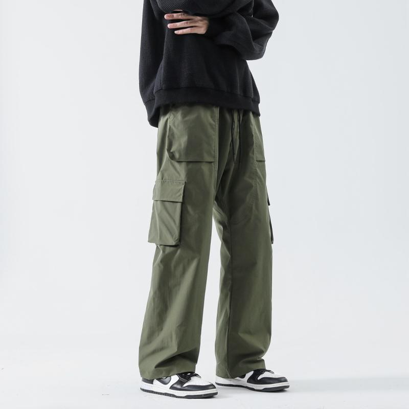 カーゴパンツ メンズ 秋冬 多ポケット ドローストリング ストレート ワークパンツ 男性用 ロングパンツ リラックスパンツ カジュアルパンツ
