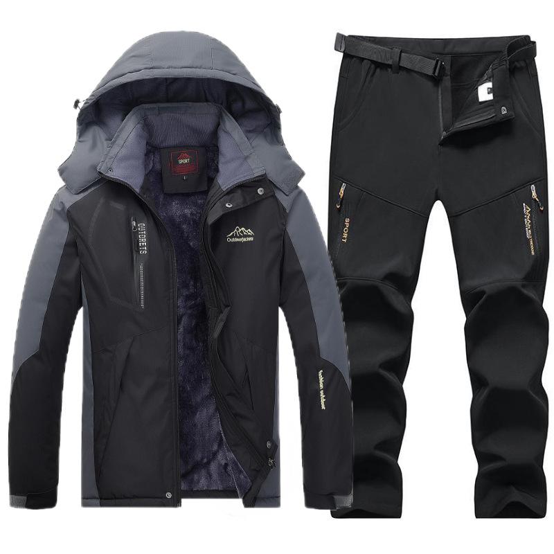 お山パーカー メンズ 防寒着 裏起毛 朦々たる 秋冬 セットアップ スキーの板御召しもの 山登り御召しもの 成人男性用 防風 雨合羽 撥水 アウトドア つり銭 山登り 大層らしい大きさ